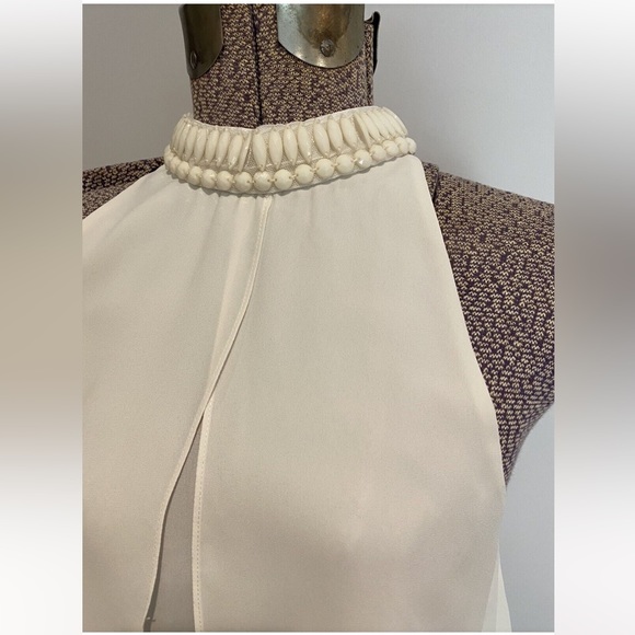 New Guess Marciano Embellished Collar Rhinestones Crystal Chiffon Light Top M - Picture 2 of 7